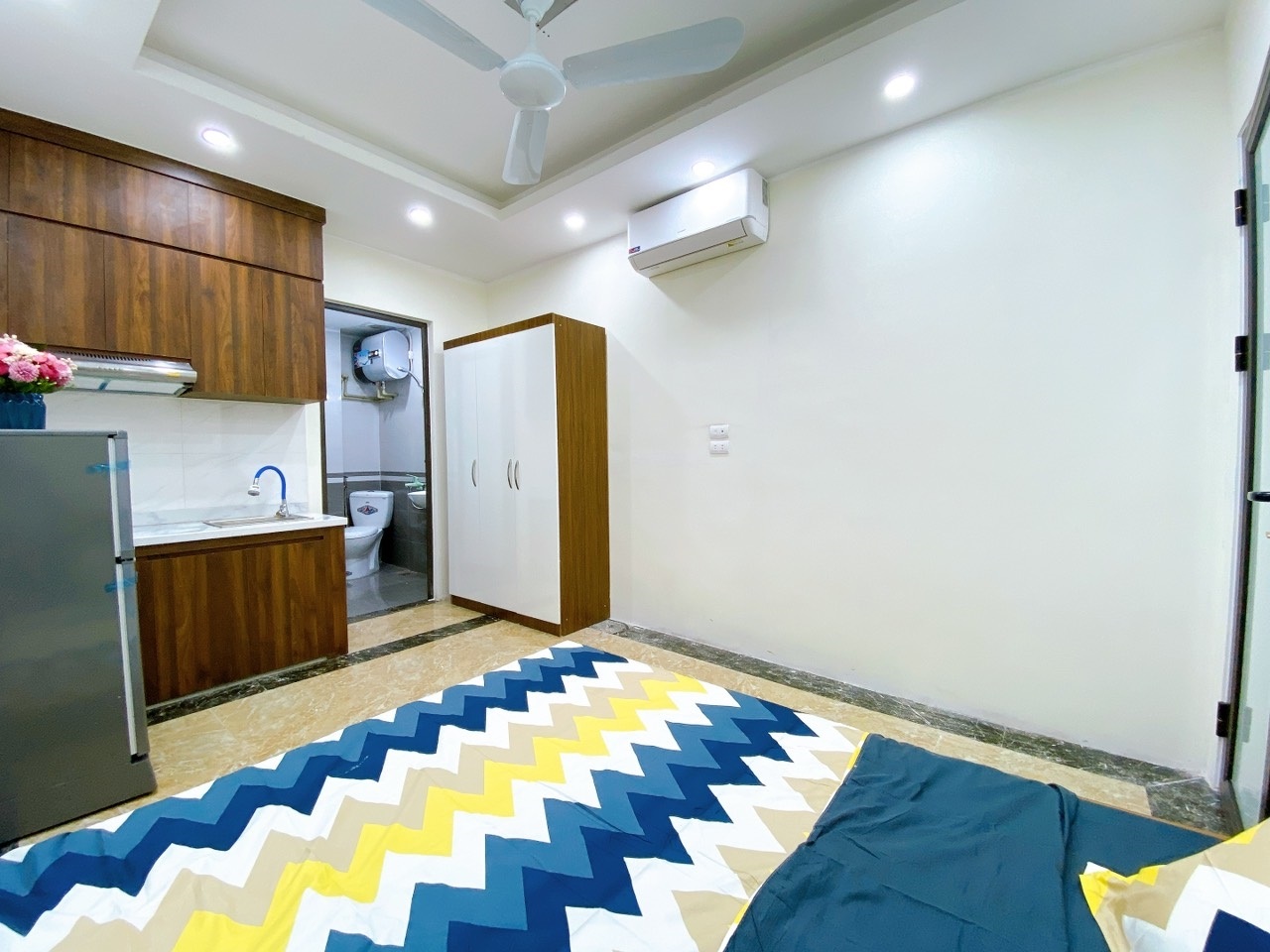 Phòng trọ Studio 25m2 tại NV Home Hoàng Quốc Việt - Cầu Giấy - Phòng ngủ