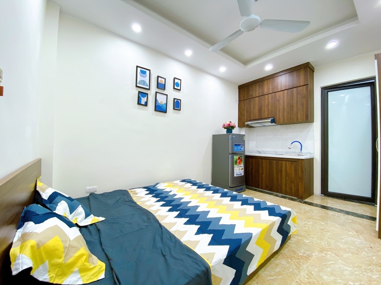 Phòng trọ Studio 25m2 tại NV Home Hoàng Quốc Việt - Cầu Giấy - Phòng ngủ