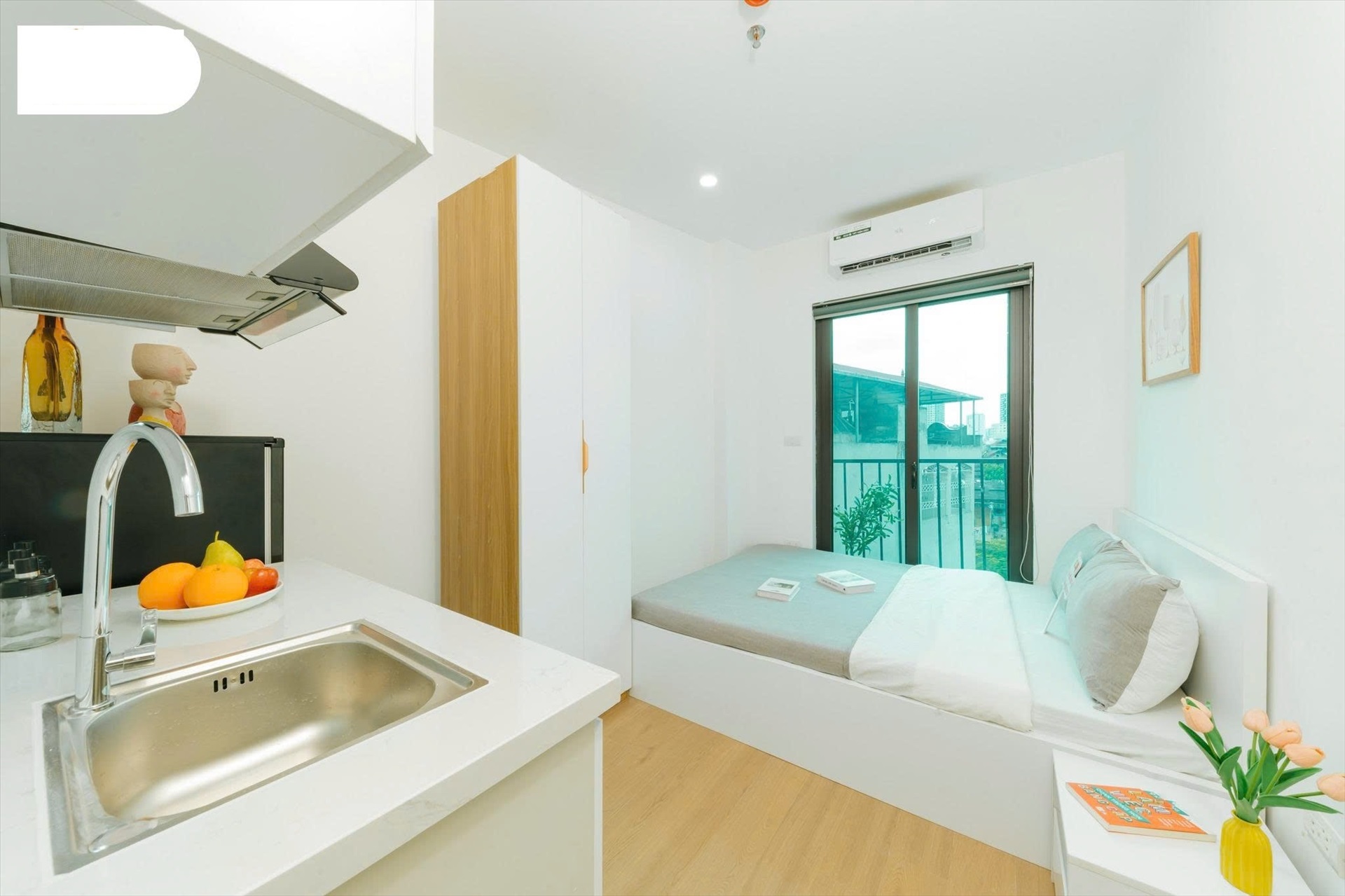 Phòng trọ Studio 25m2 tại NV Home A Thái Thịnh - Đống Đa - Phòng bếp