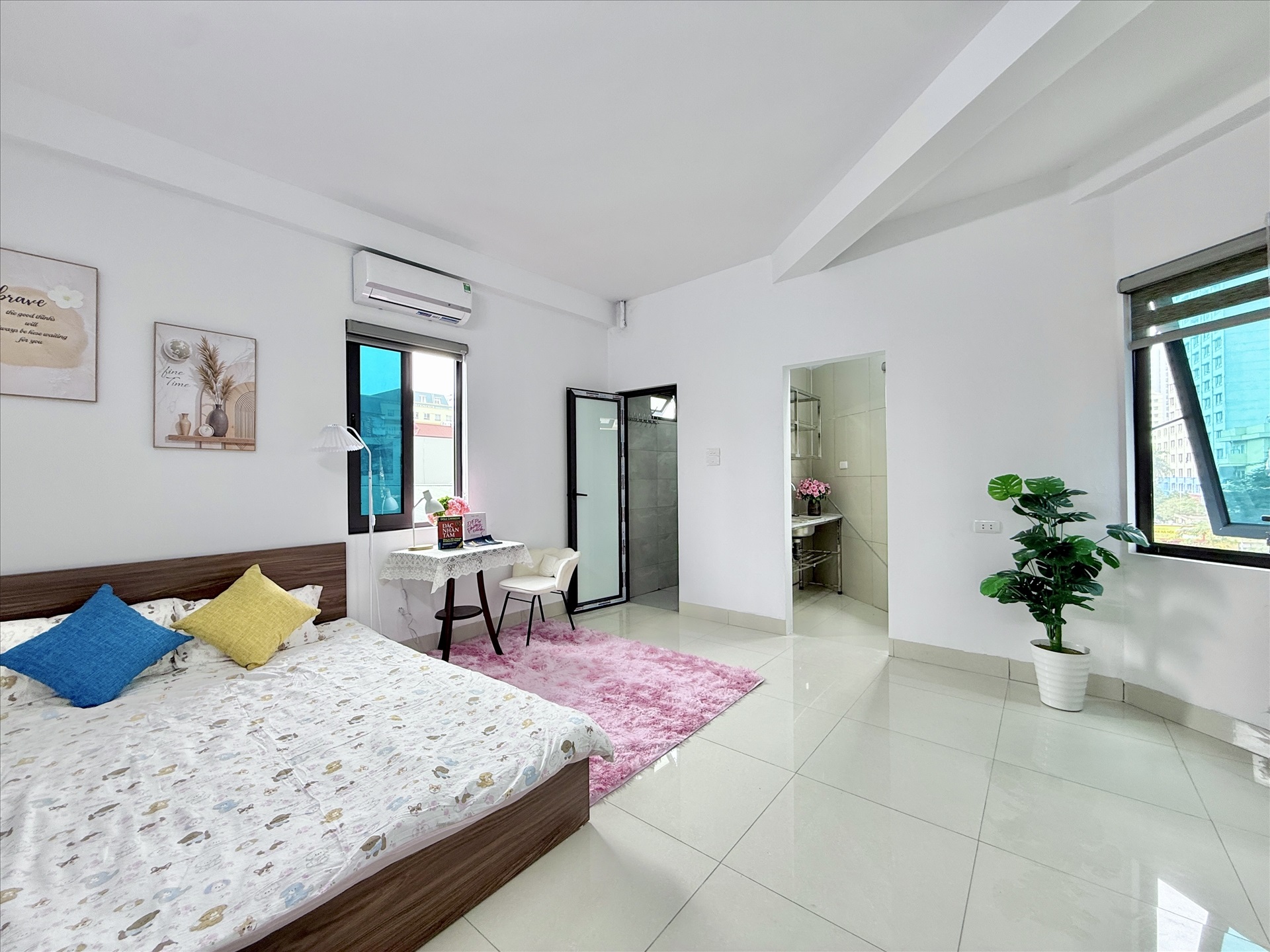 Phòng trọ Studio 26m2 tại Time House 5 Trần Cung - Bắc Từ Liêm - Phòng ngủ