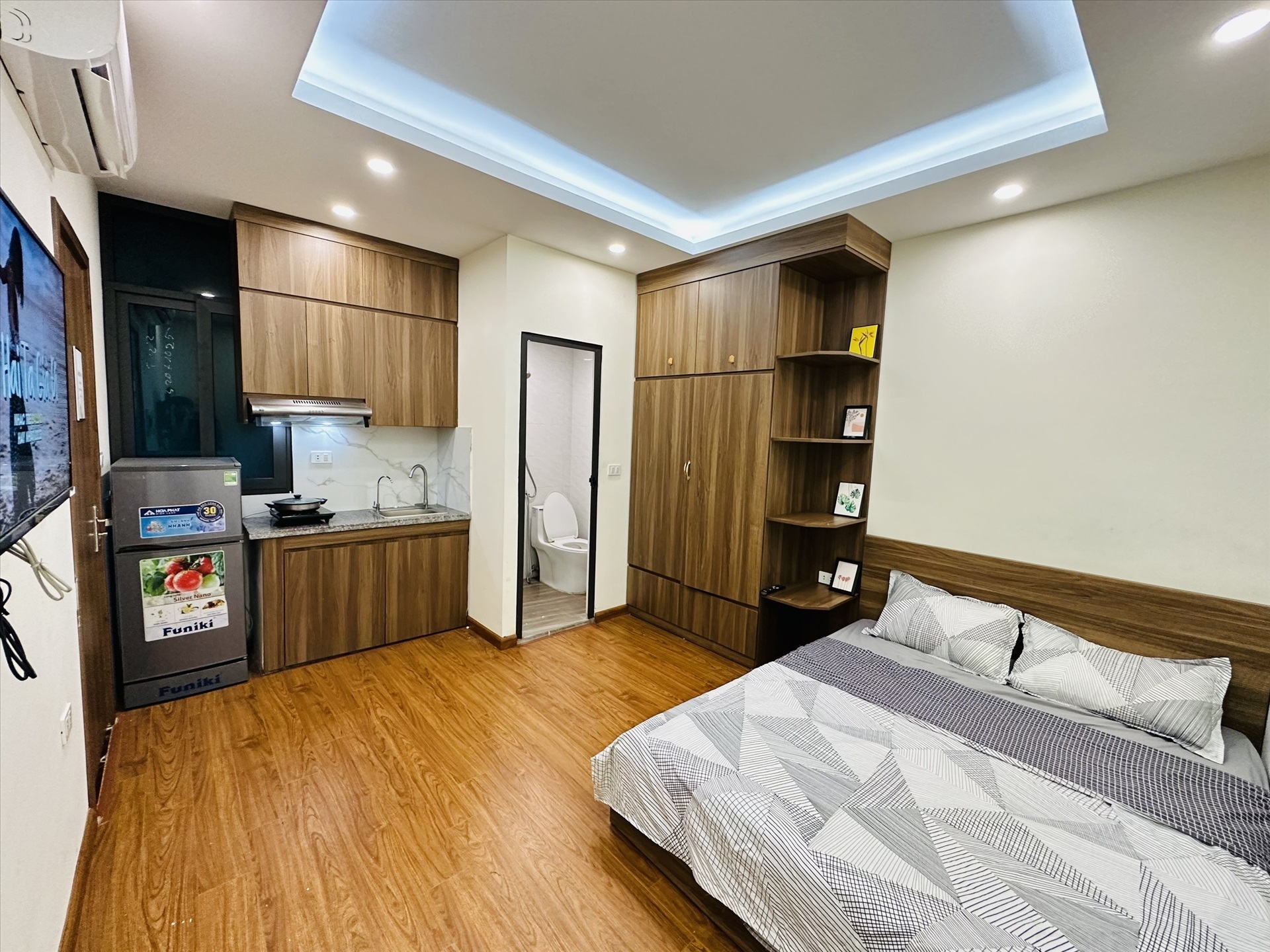 Phòng trọ Studio 20m2 tại NV Home Võ Chí Công - Cầu Giấy - Phòng ngủ