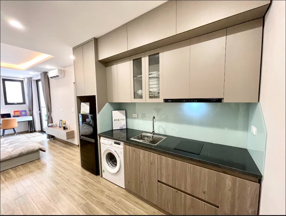 Phòng trọ Studio 38m2 tại Airstay 1 Lê Thanh Nghị - Hai Bà Trưng  - Phòng bếp