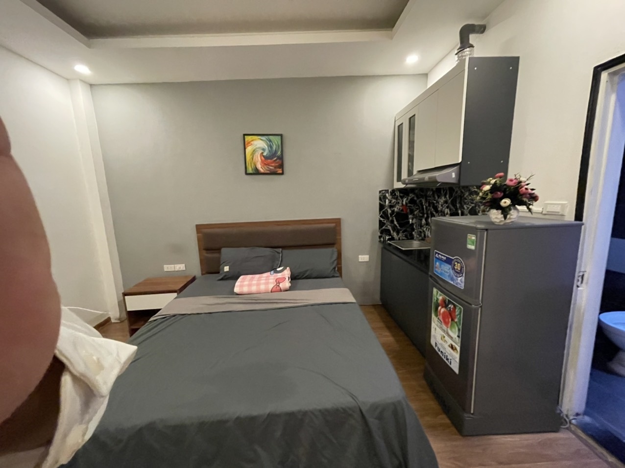 Phòng trọ Studio 25m2 tại Sunny Apartment Trần Duy Hưng - Cầu Giấy - Phòng ngủ