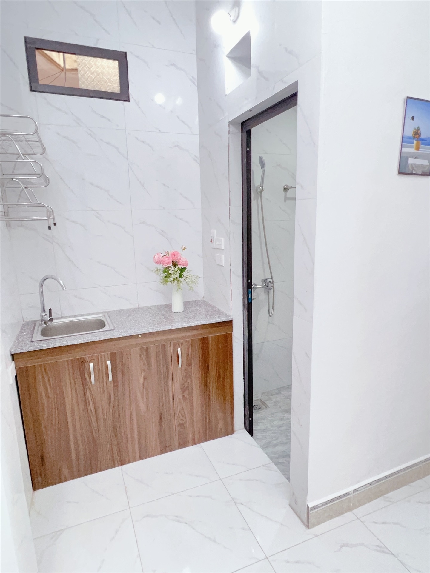 Phòng trọ Studio 25m2 tại Happyhomes Hồ Tùng Mậu - Cầu Giấy - Phòng bếp