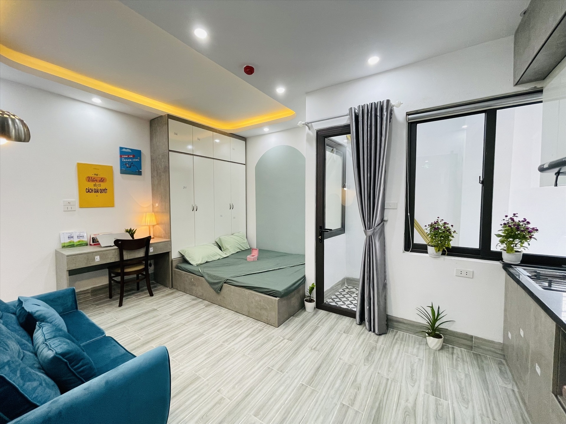 Phòng trọ Studio 30m2 tại Salahomes Nguyễn Thị Định - Cầu Giấy - Phòng ngủ