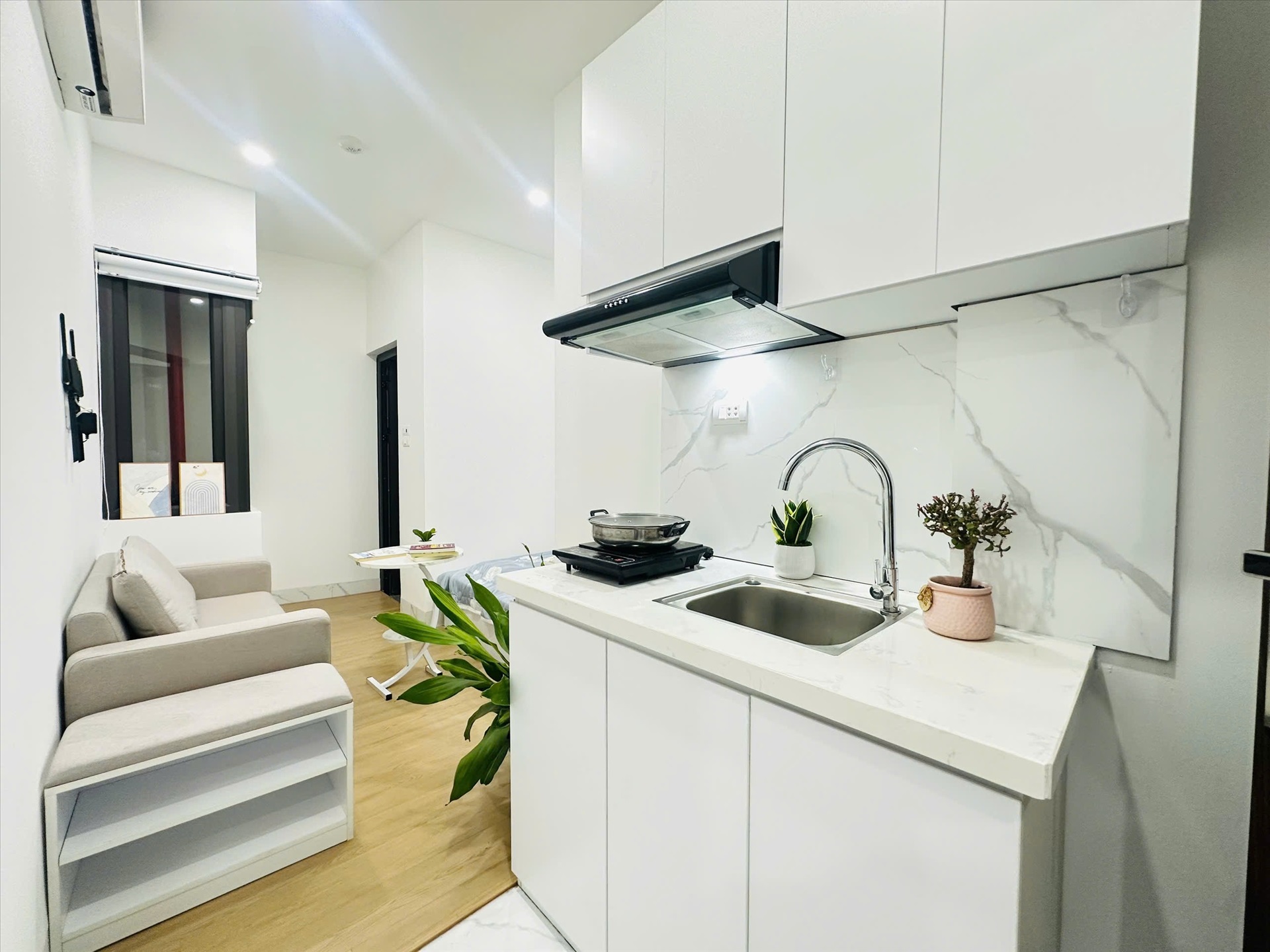 Phòng trọ Studio 20m2 tại NV Home B Thái Thịnh - Đống Đa - Phòng bếp
