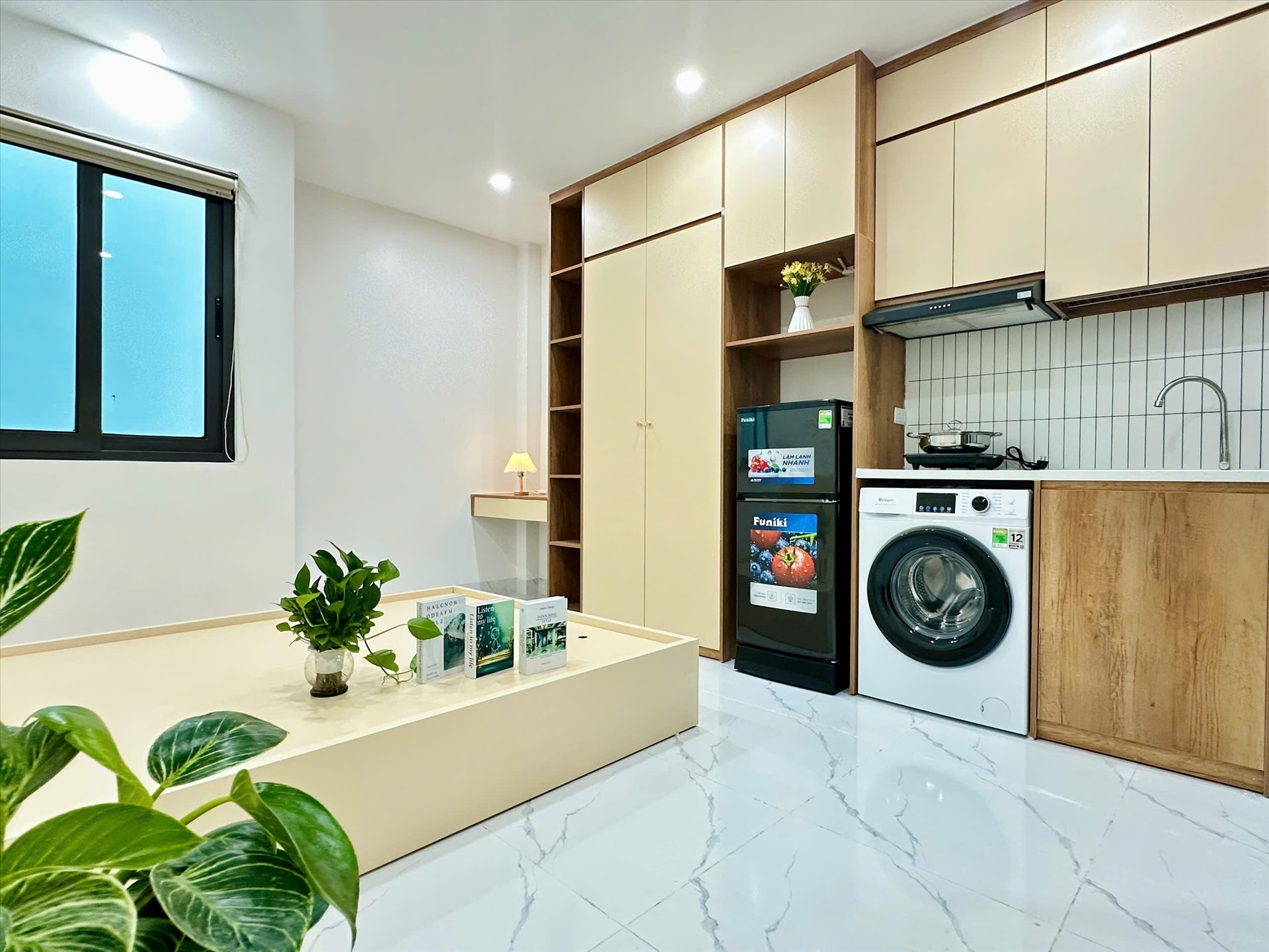 Phòng trọ Studio 22m2 tại Suha Home Trương Định - Hoàng Mai - Phòng bếp