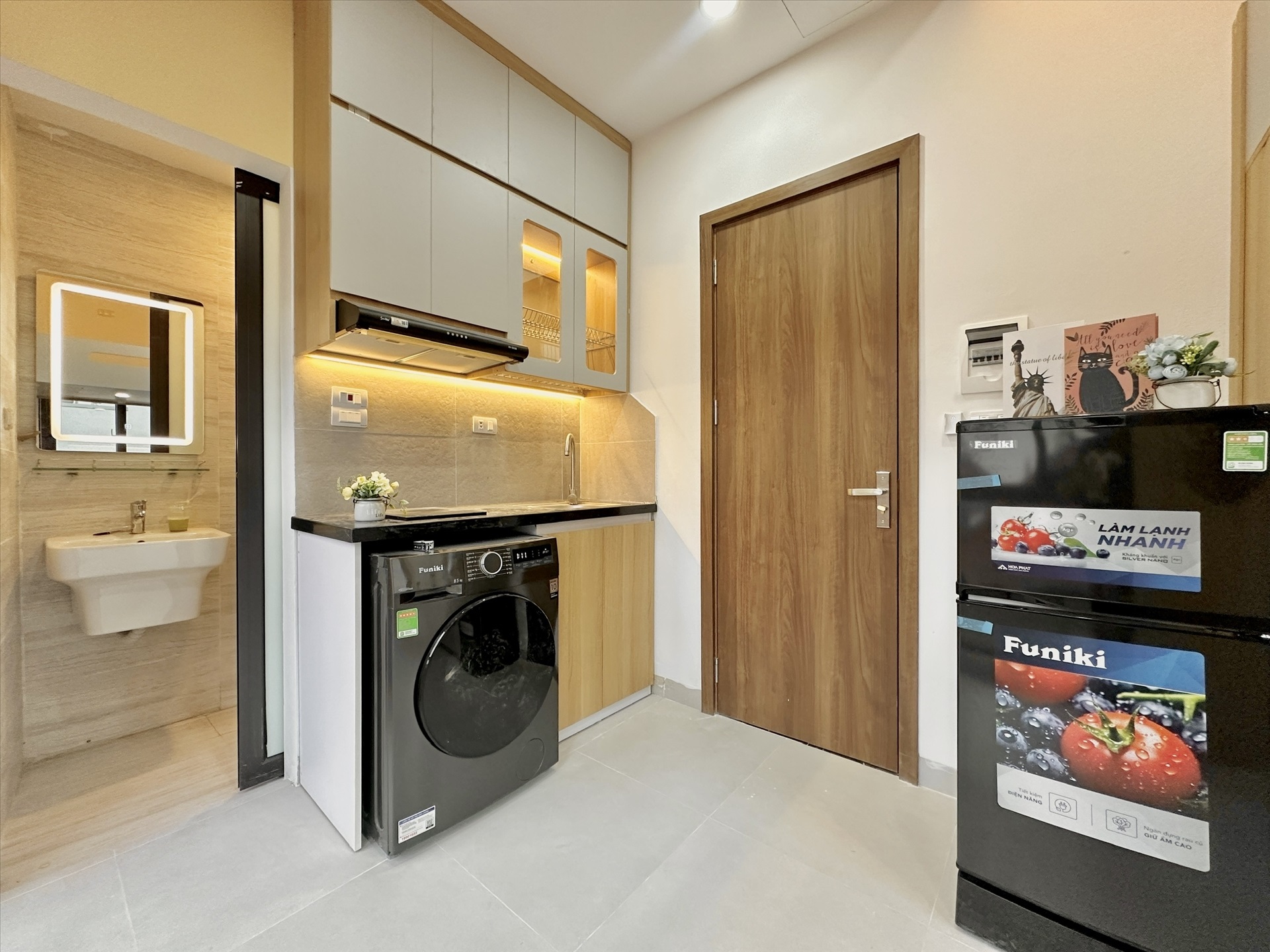 Phòng trọ Duplex 20m2 tại AK Land Phạm Văn Đồng - Bắc Từ Liêm - Phòng bếp