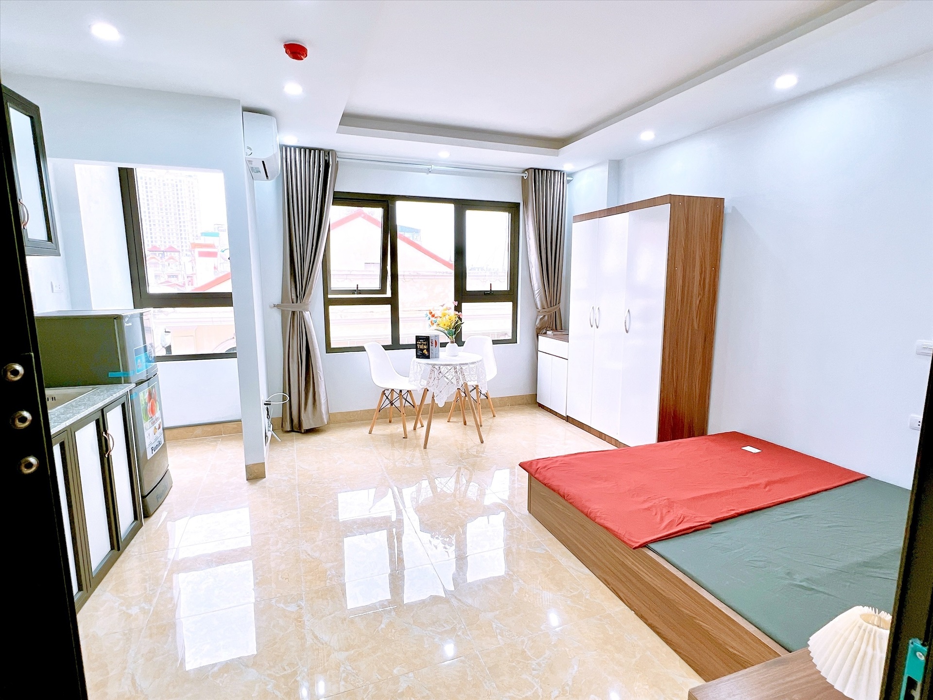 Phòng trọ Studio 25m2 tại Happyhomes 1 Lạc Long Quân - Tây Hồ - Phòng ngủ