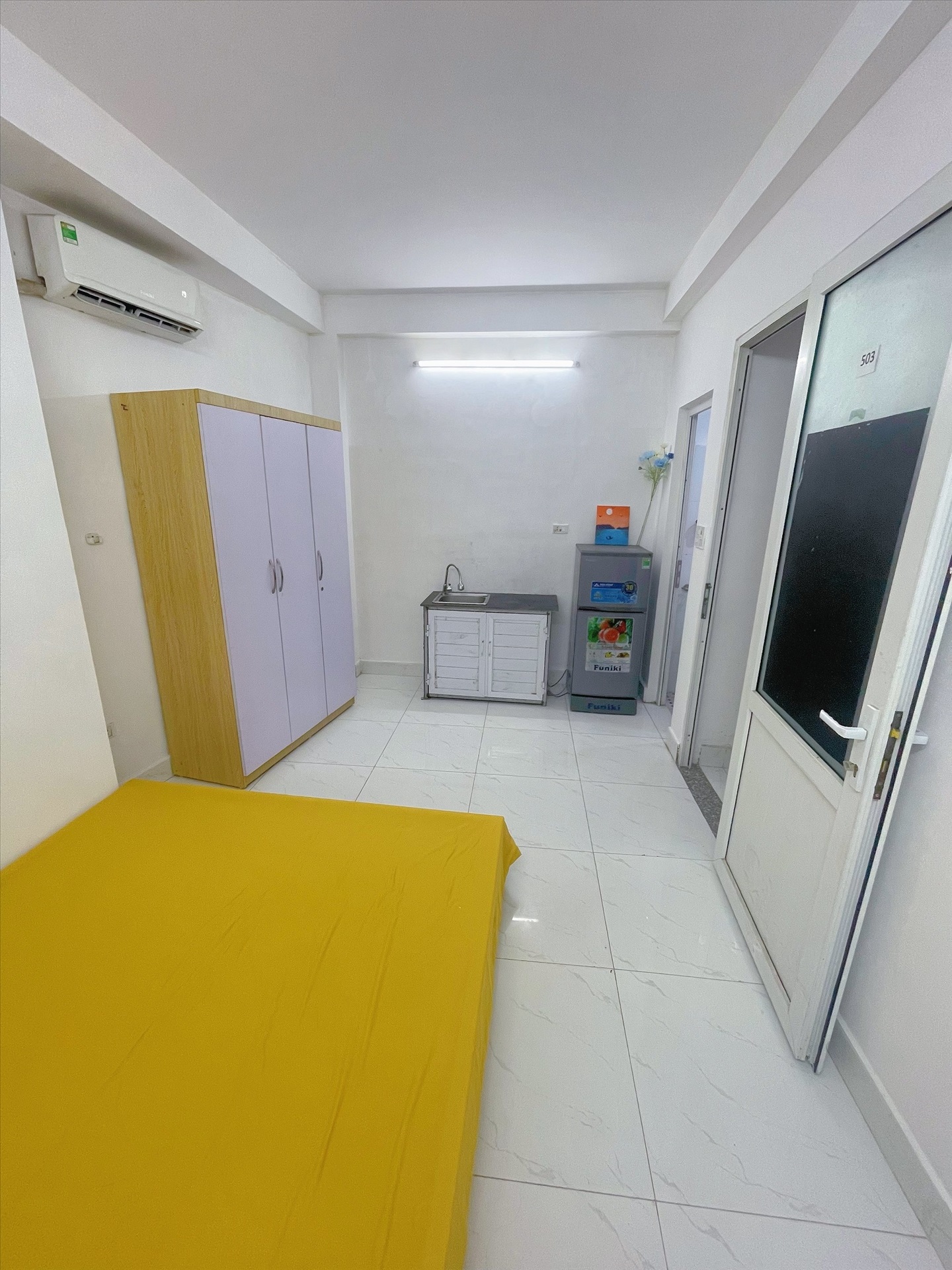Phòng trọ Studio 20m2 tại HappyHomes 4 Doãn Kế Thiện - Cầu Giấy  - Phòng ngủ