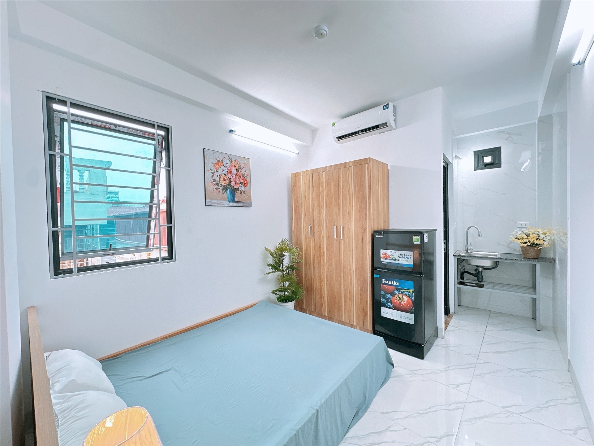 Phòng trọ Studio 20m2 tại Happyhomes 4 Cổ Nhuế - Bắc Từ Liêm - Phòng ngủ