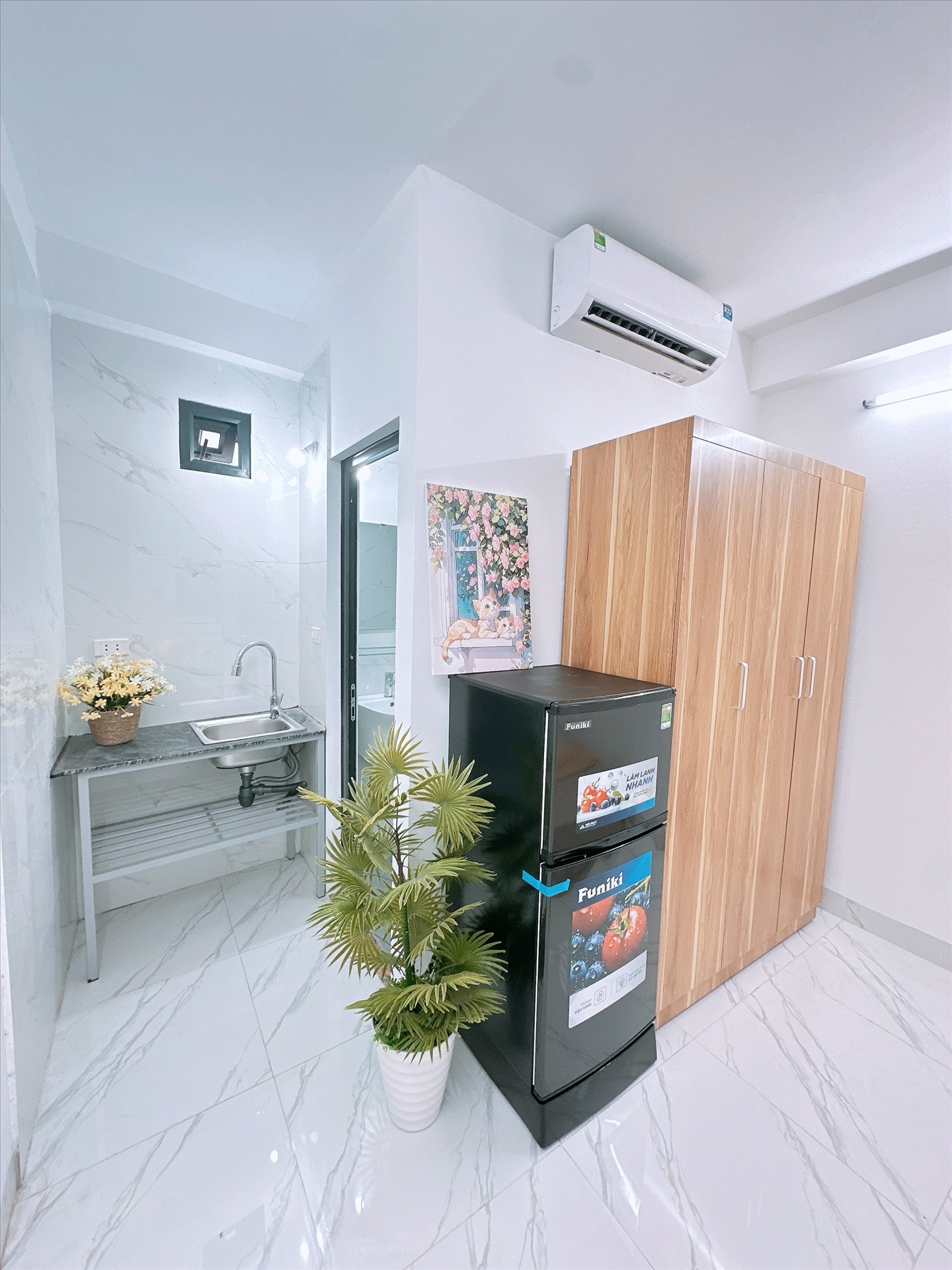 Phòng trọ Studio 20m2 tại Happyhomes 4 Cổ Nhuế - Bắc Từ Liêm - Phòng bếp
