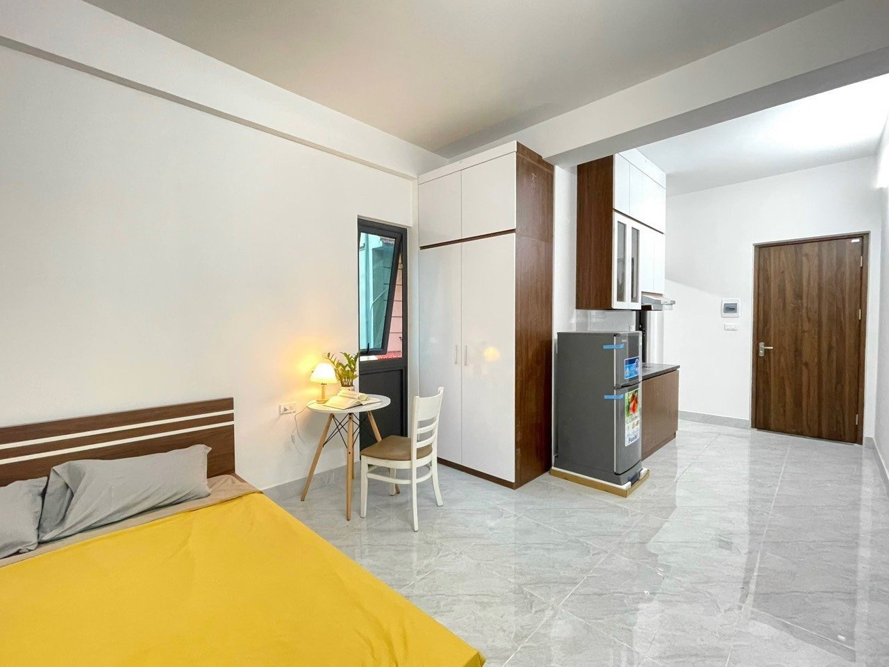 Phòng trọ Studio 23m2 tại Happyhomes 1 Trần Cung - Bắc Từ Liêm - Phòng ngủ