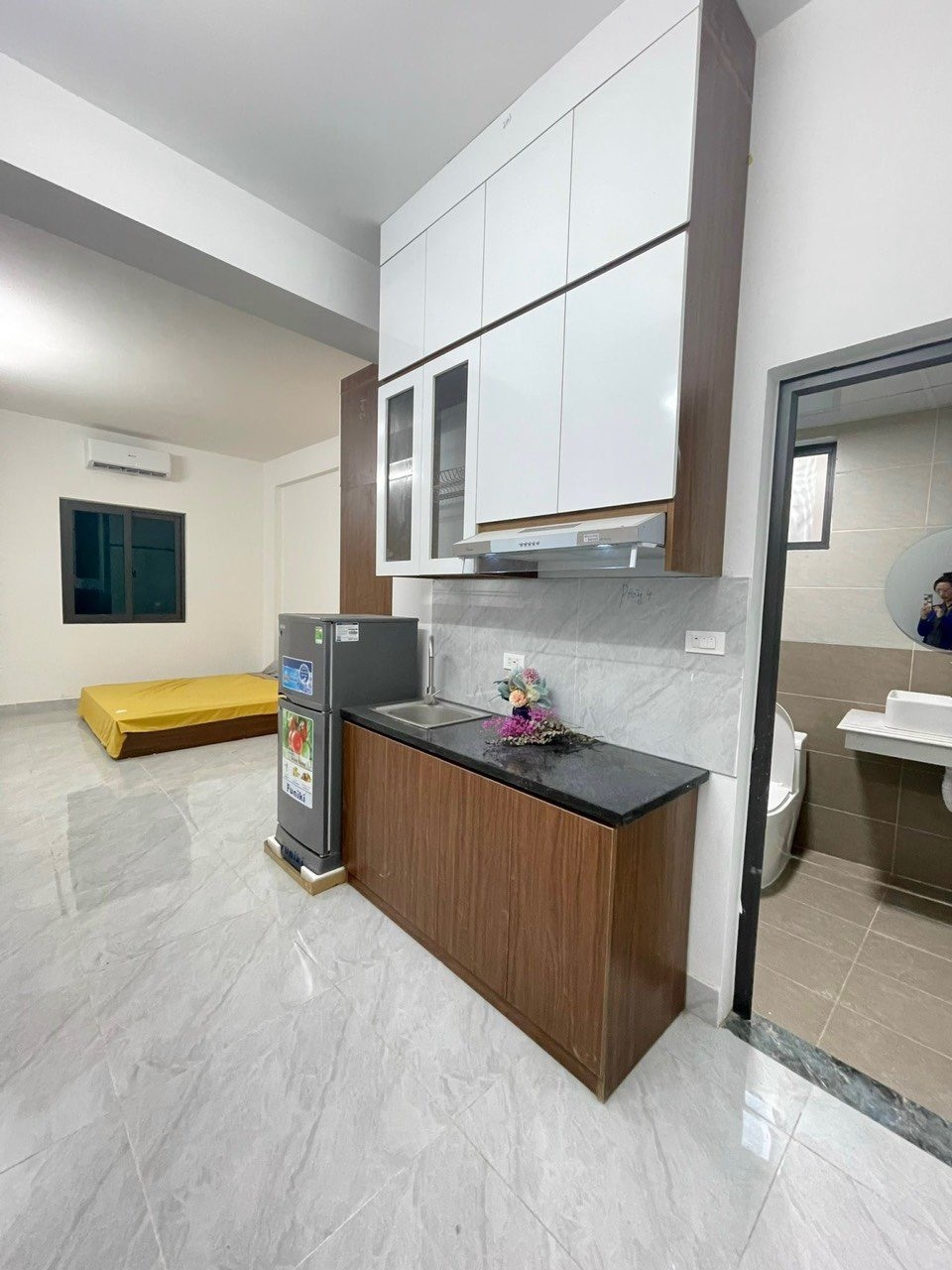 Phòng trọ Studio 23m2 tại Happyhomes 1 Trần Cung - Bắc Từ Liêm - Phòng bếp