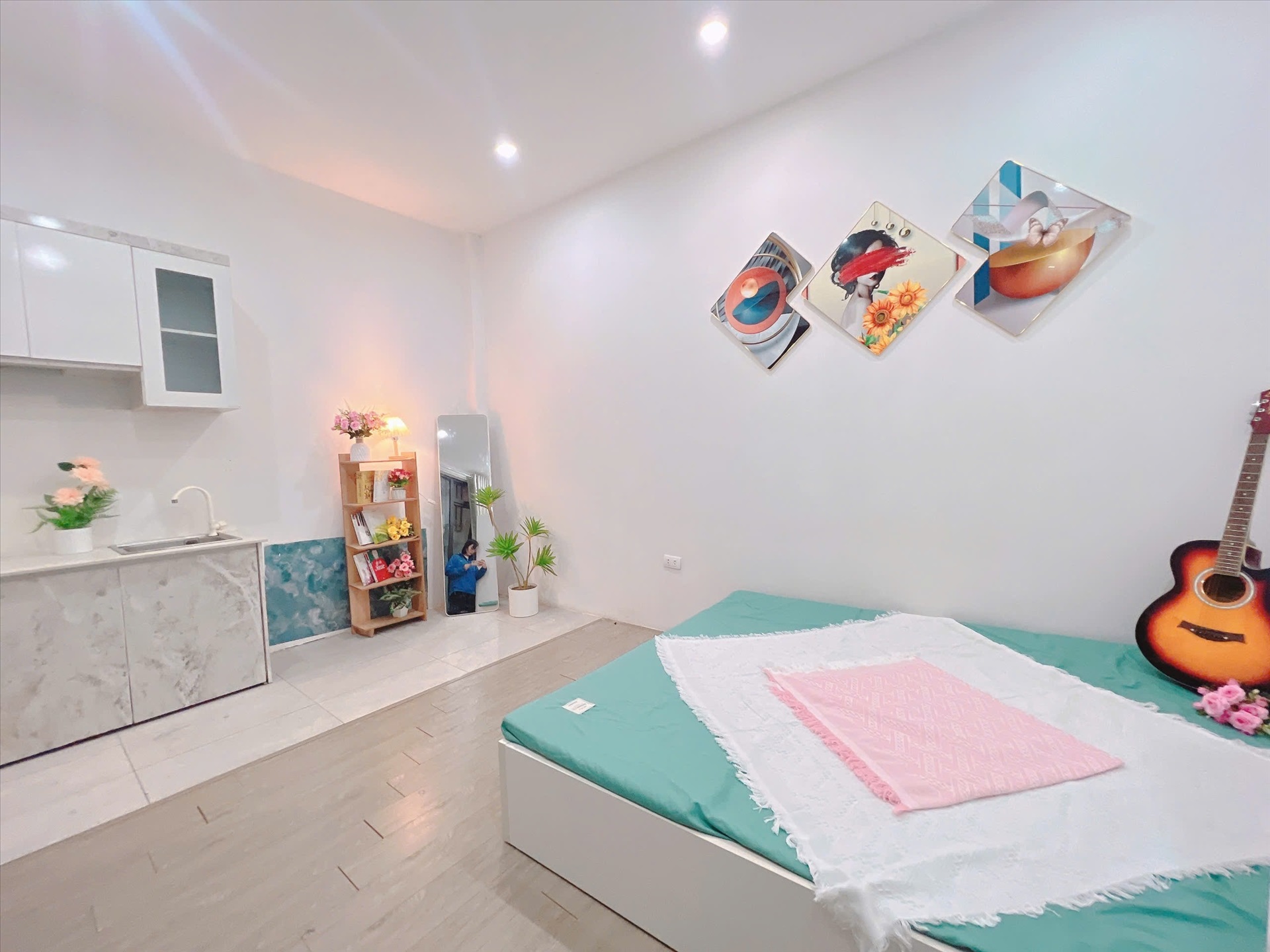 Phòng trọ Studio 22m2 tại HappyHomes Trần Quốc Vượng - Cầu Giấy - Phòng ngủ