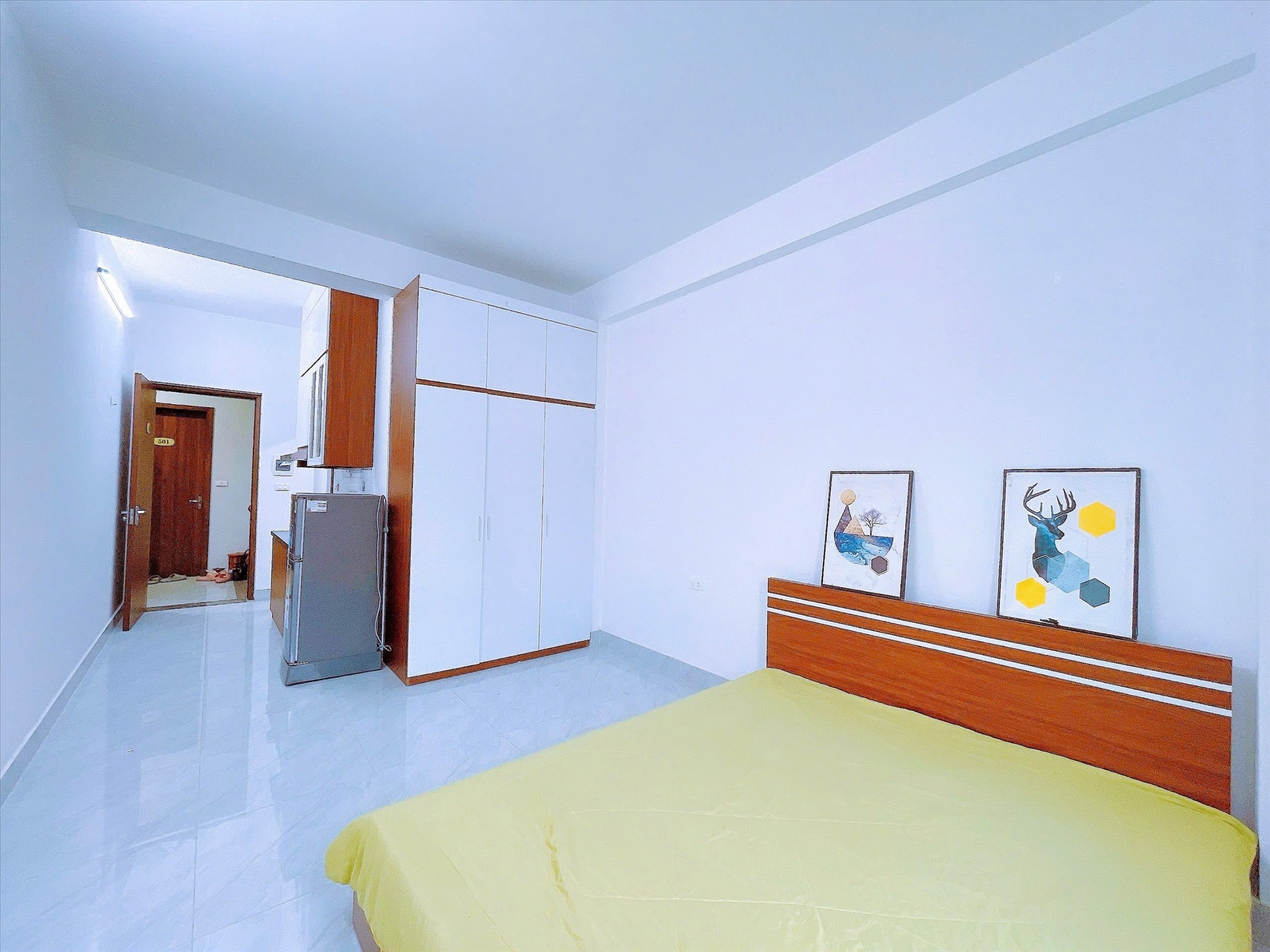 Phòng trọ Studio 22m2 tại Happyhomes 1 Trần Cung - Bắc Từ Liêm - Phòng ngủ