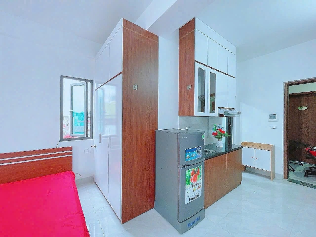 Phòng trọ Studio 20m2 tại Happyhomes 1 Trần Cung - Bắc Từ Liêm - Phòng ngủ