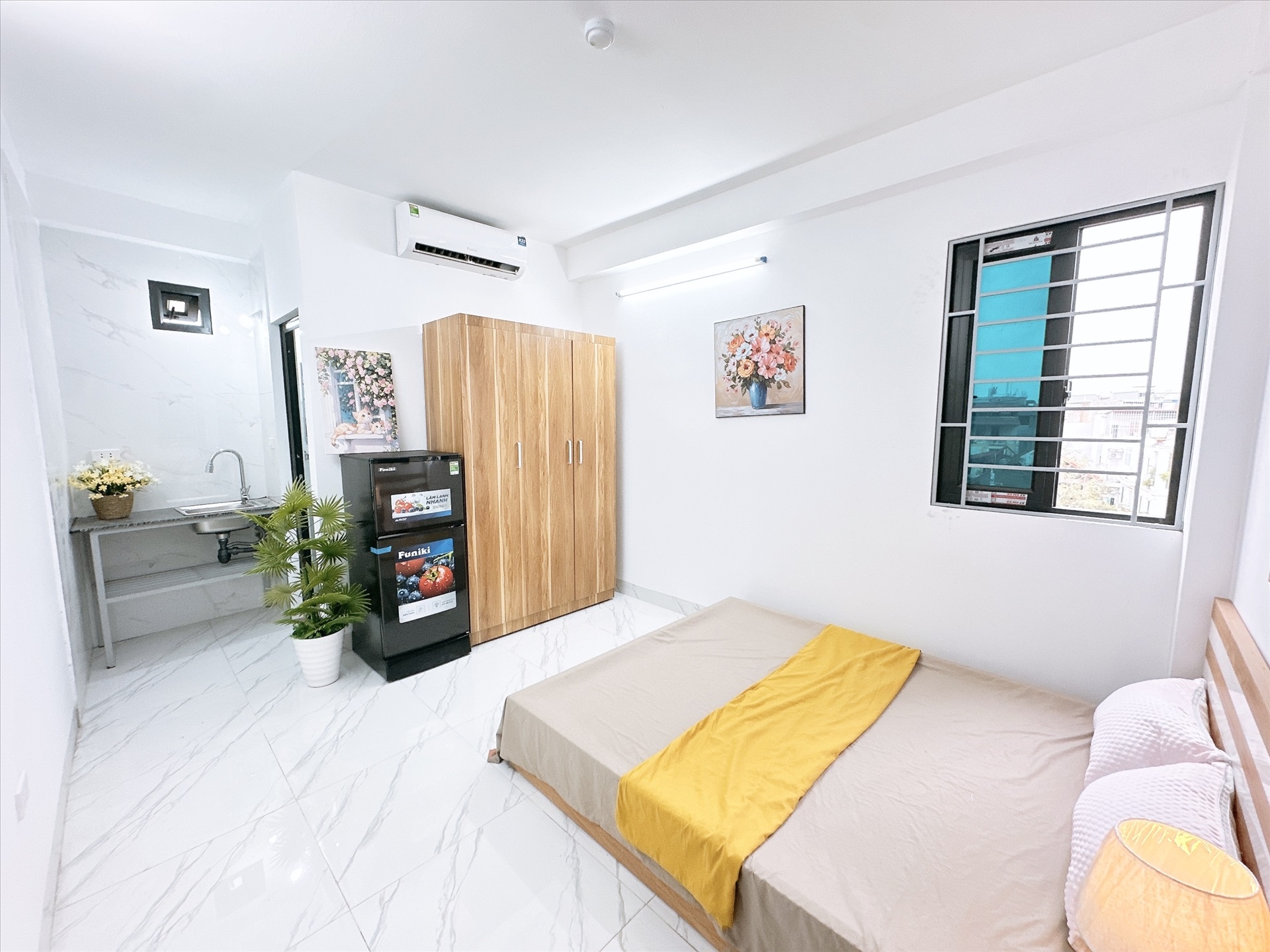 Phòng trọ Studio 22m2 tại Happyhomes 4 Cổ Nhuế - Bắc Từ Liêm - Phòng ngủ