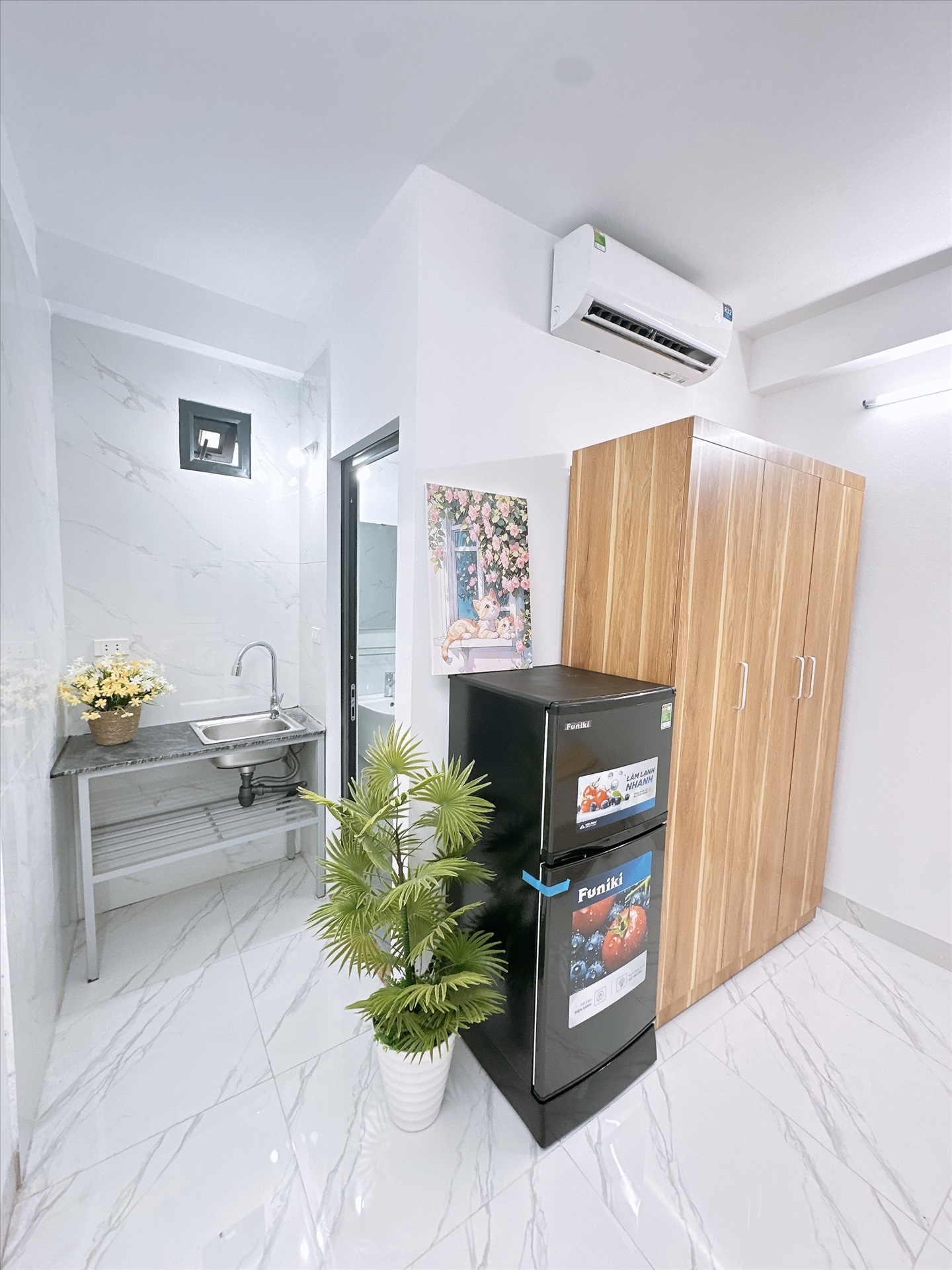 Phòng trọ Studio 22m2 tại Happyhomes 4 Cổ Nhuế - Bắc Từ Liêm - Phòng bếp