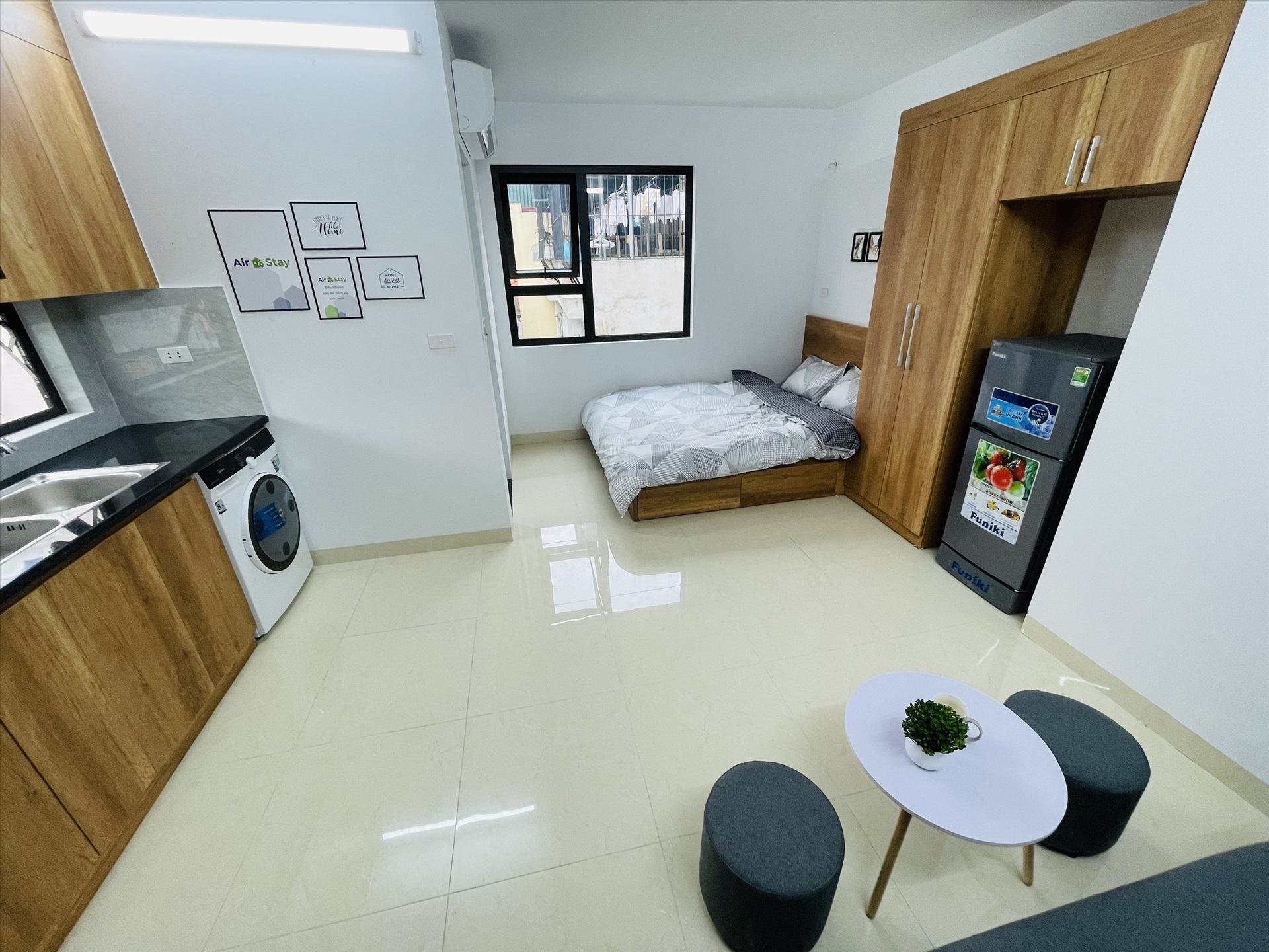 Phòng trọ Studio 30m2 tại Airstay Kim Giang - Hoàng Mai - Phòng ngủ