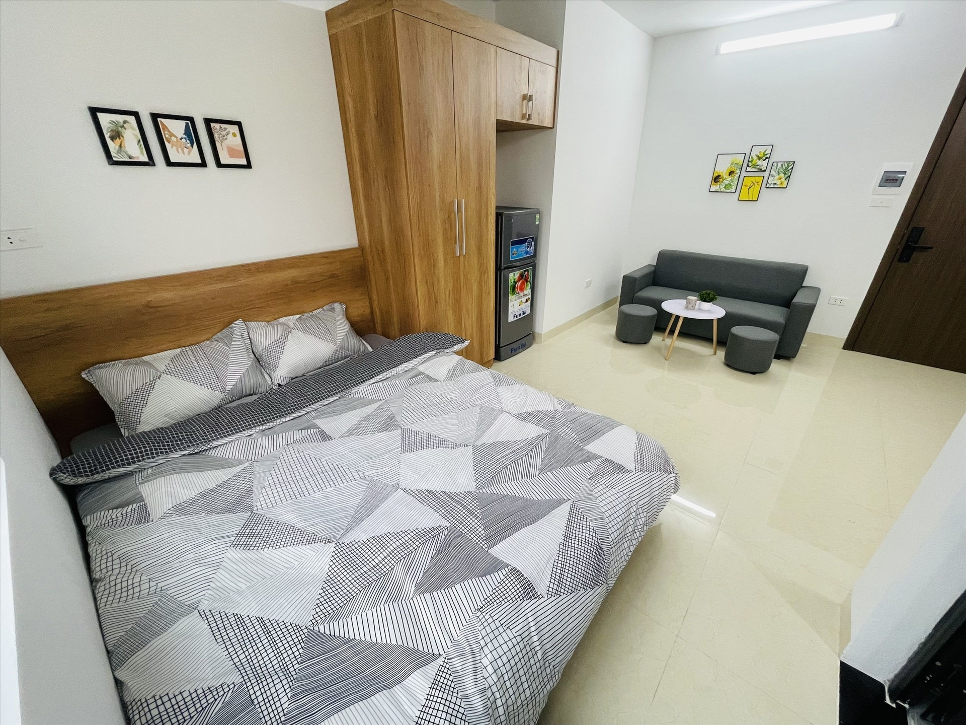 Phòng trọ Studio 30m2 tại Airstay Kim Giang - Hoàng Mai - Phòng ngủ