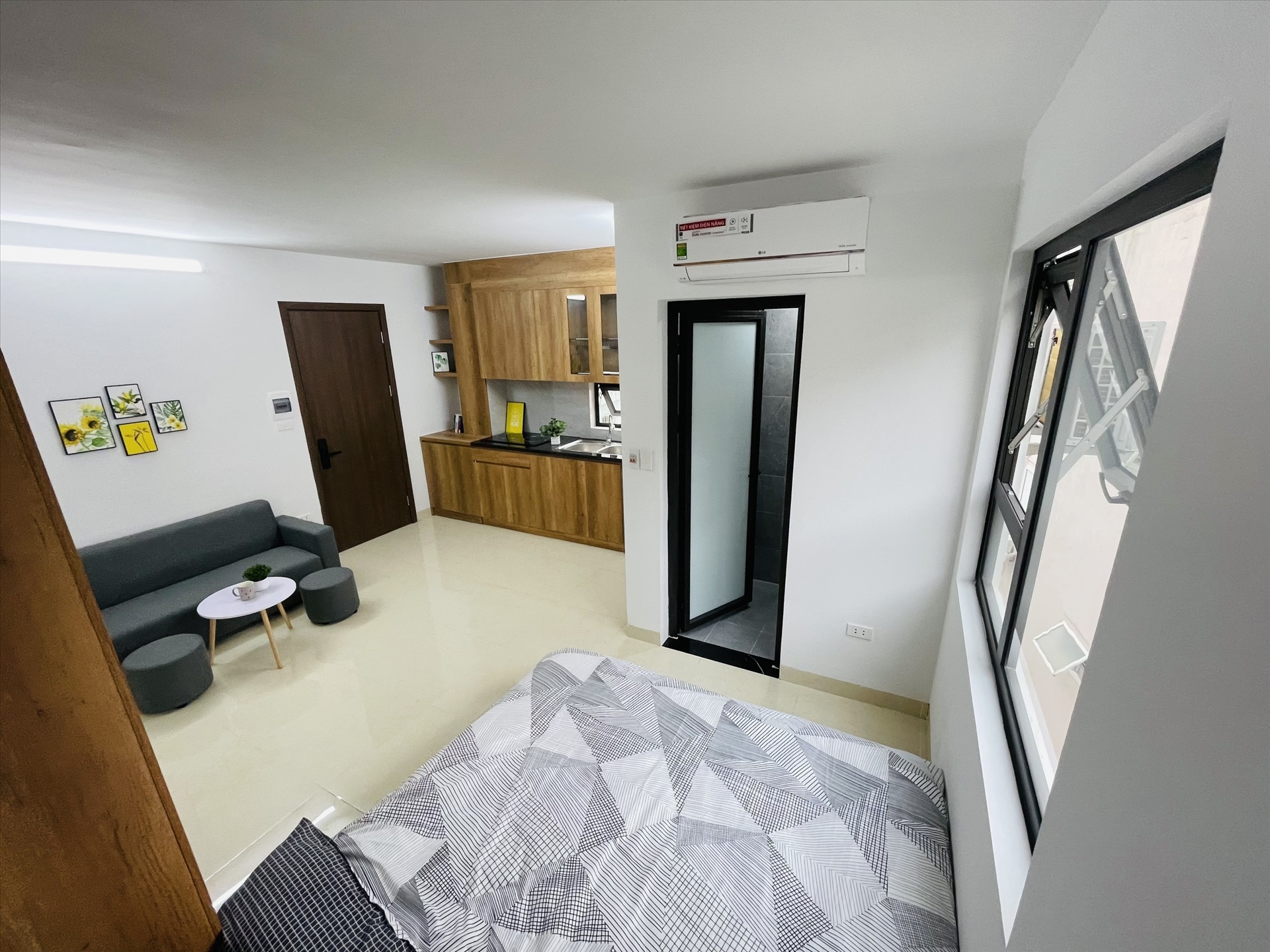 Phòng trọ Studio 30m2 tại Airstay Kim Giang - Hoàng Mai - Phòng ngủ