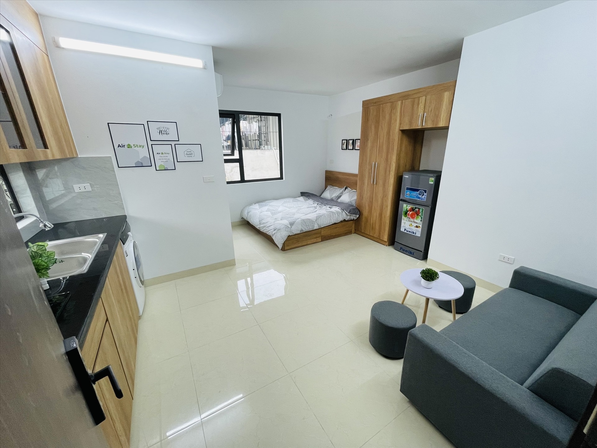 Phòng trọ Studio 30m2 tại Airstay Kim Giang - Hoàng Mai - Phòng khách