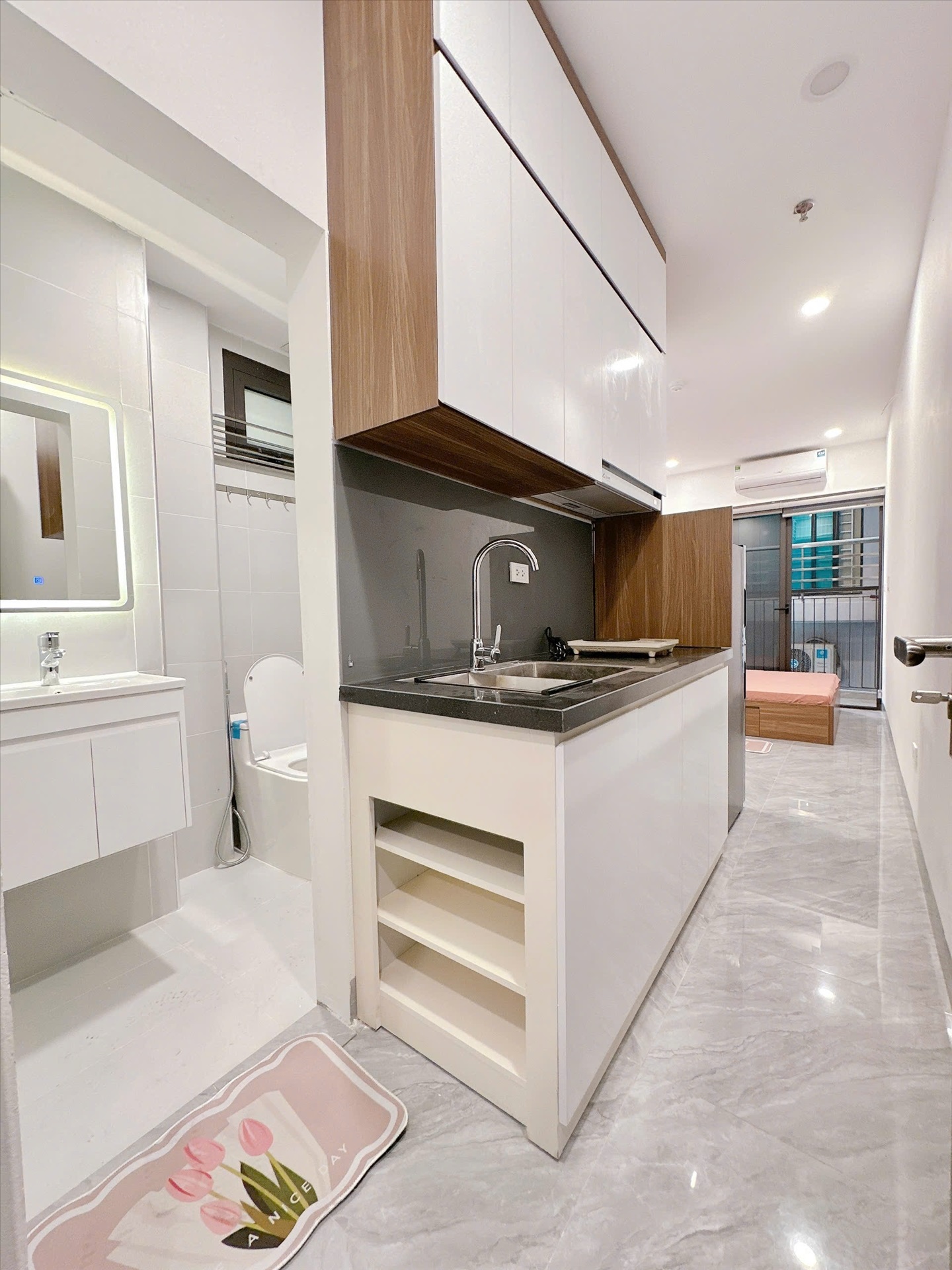 Phòng trọ Studio 25m2 tại HappyHomes 1 Yên Hòa - Cầu Giấy - Phòng bếp