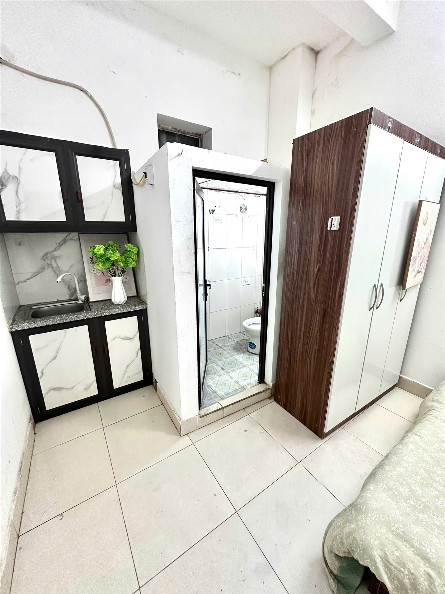Phòng trọ Studio 25m2 tại Time House Chùa Láng - Đống Đa - Phòng bếp