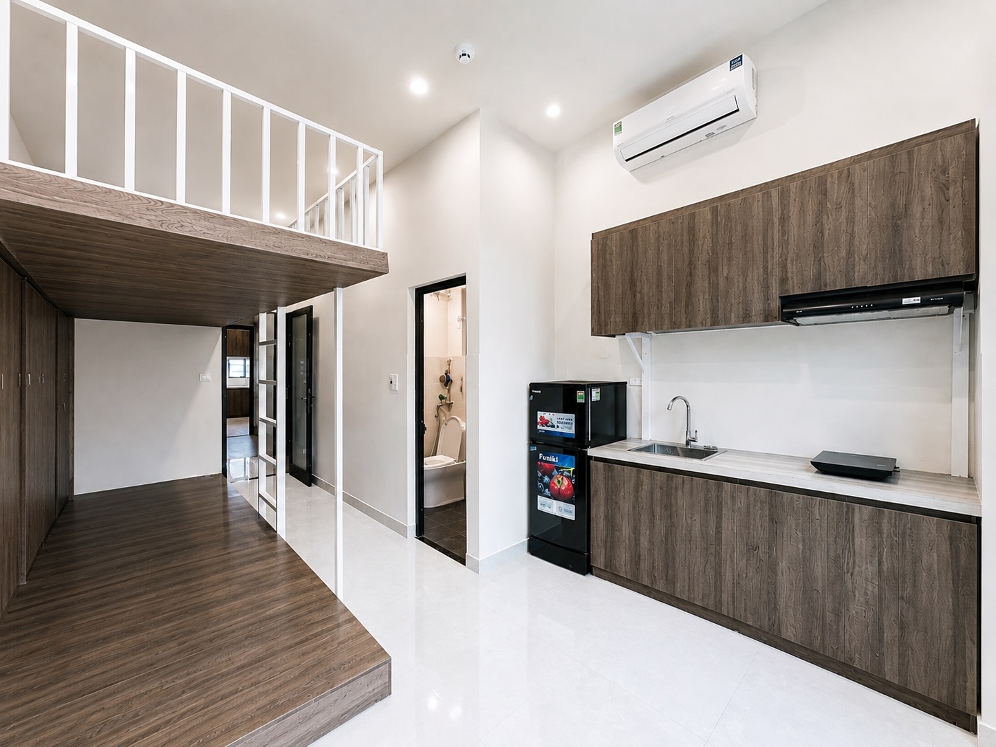 Phòng trọ Studio 25m2 tại Friends Team Đội Nhân - Ba Đình - Phòng bếp