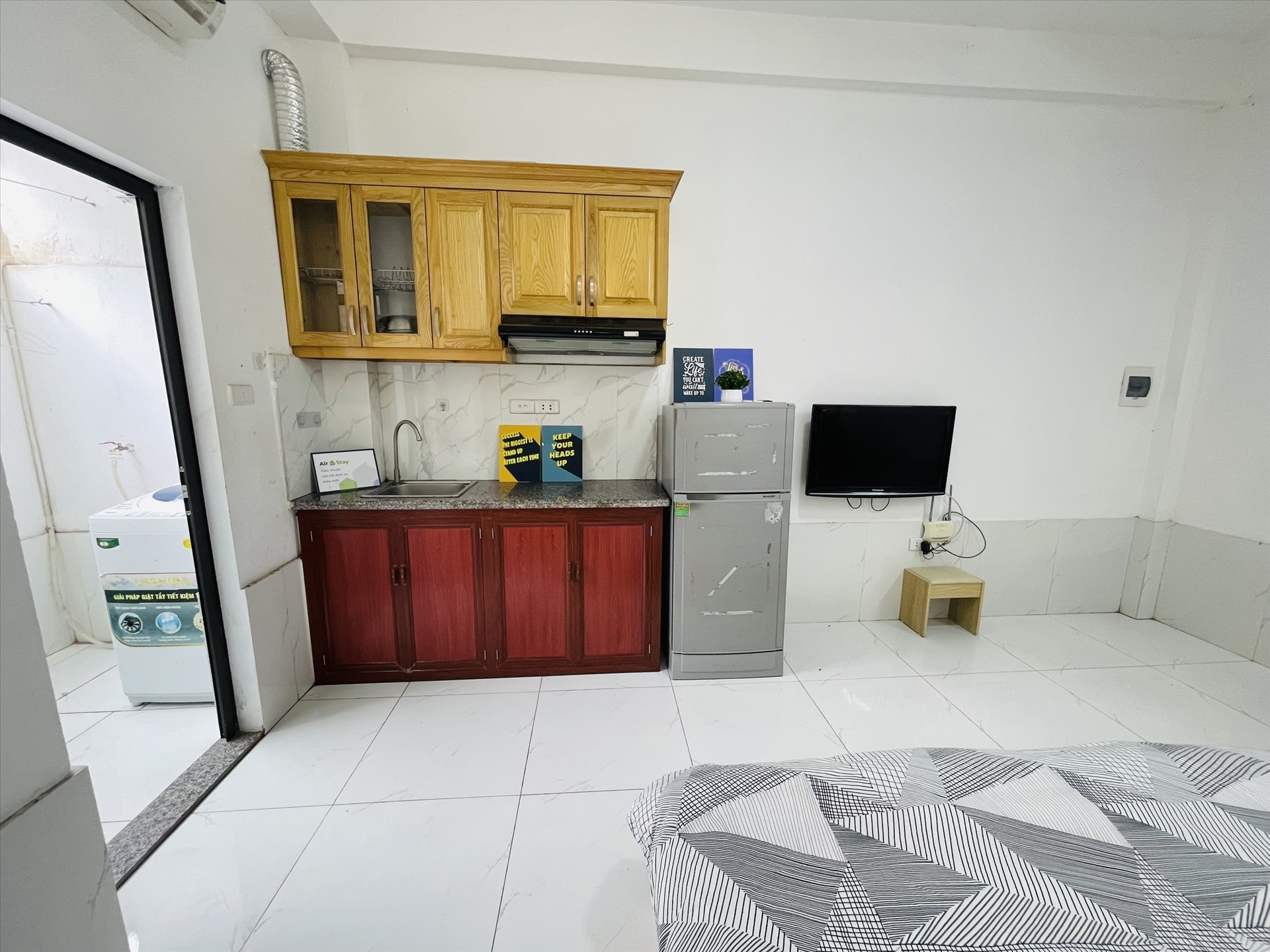 Phòng trọ Studio 25m2 tại Airstay Hồ Ba Mẫu - Đống Đa - Phòng bếp