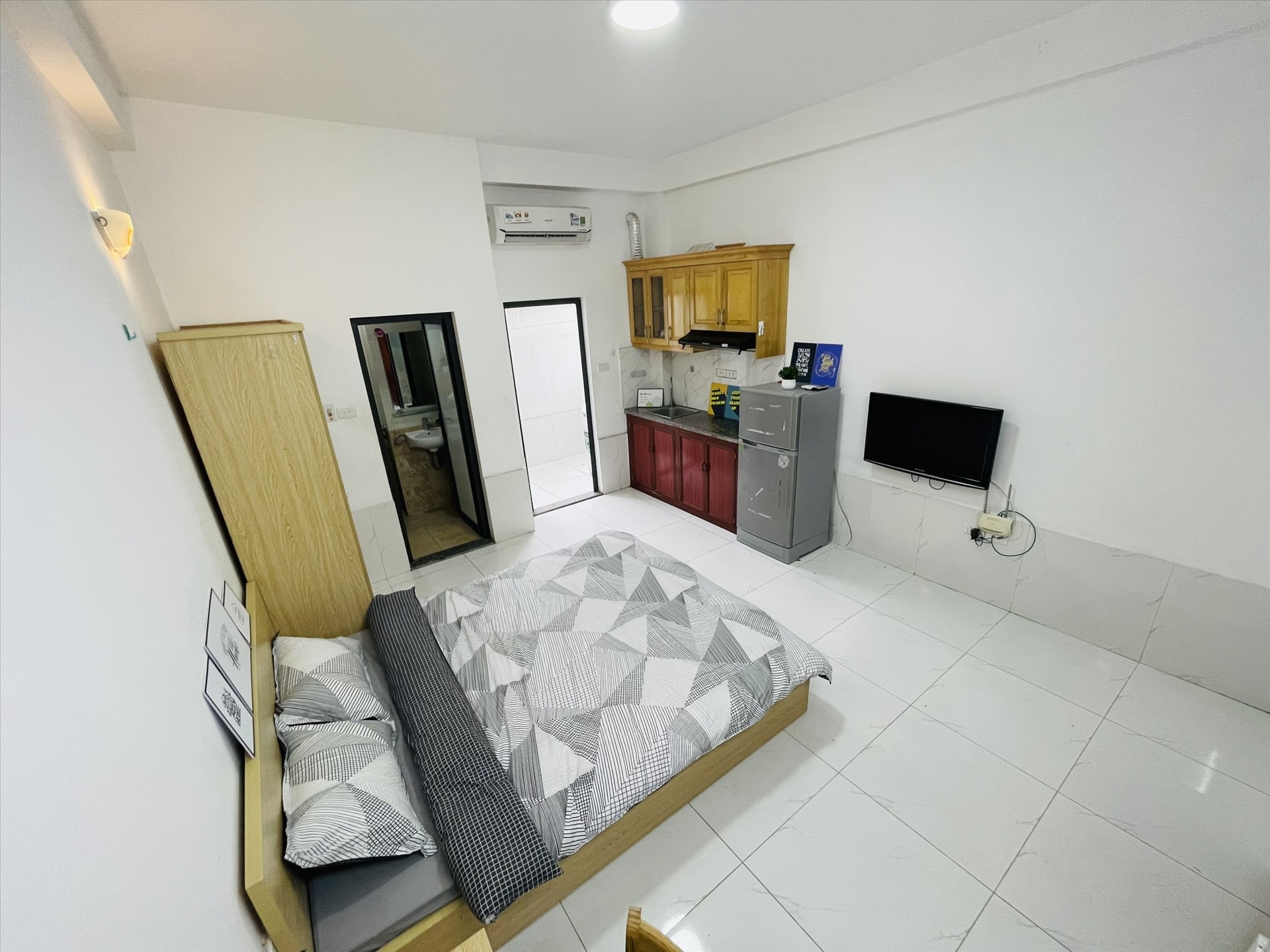 Phòng trọ Studio 25m2 tại Airstay Hồ Ba Mẫu - Đống Đa - Phòng ngủ