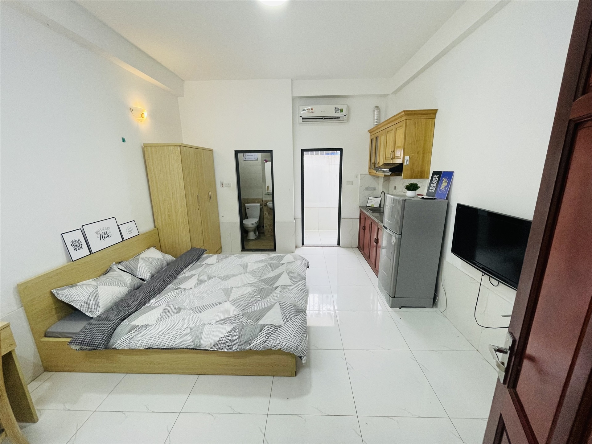 Phòng trọ Studio 25m2 tại Airstay Hồ Ba Mẫu - Đống Đa - Phòng ngủ