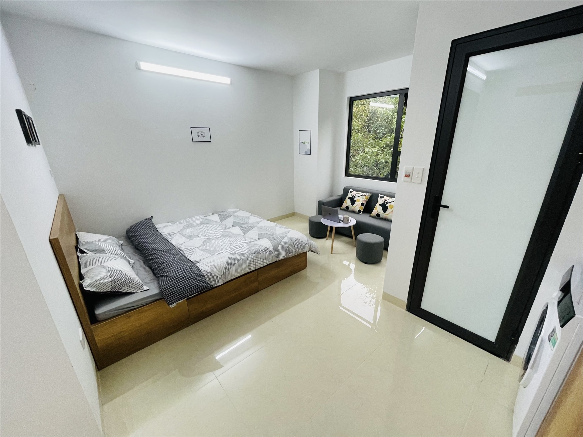 Phòng trọ Studio 25m2 tại Airstay Kim Giang - Hoàng Mai - Phòng ngủ
