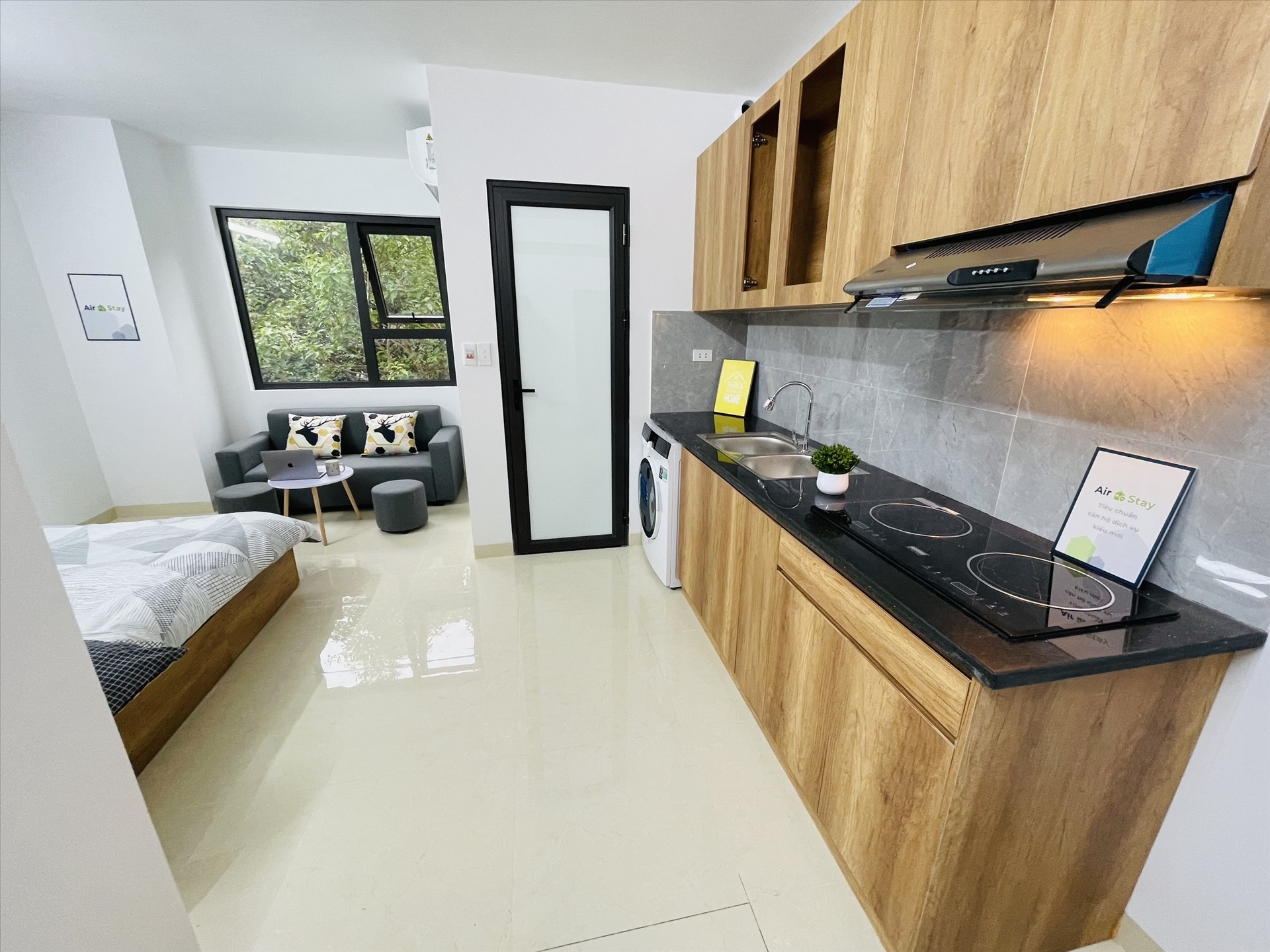 Phòng trọ Studio 25m2 tại Airstay Kim Giang - Hoàng Mai - Phòng bếp