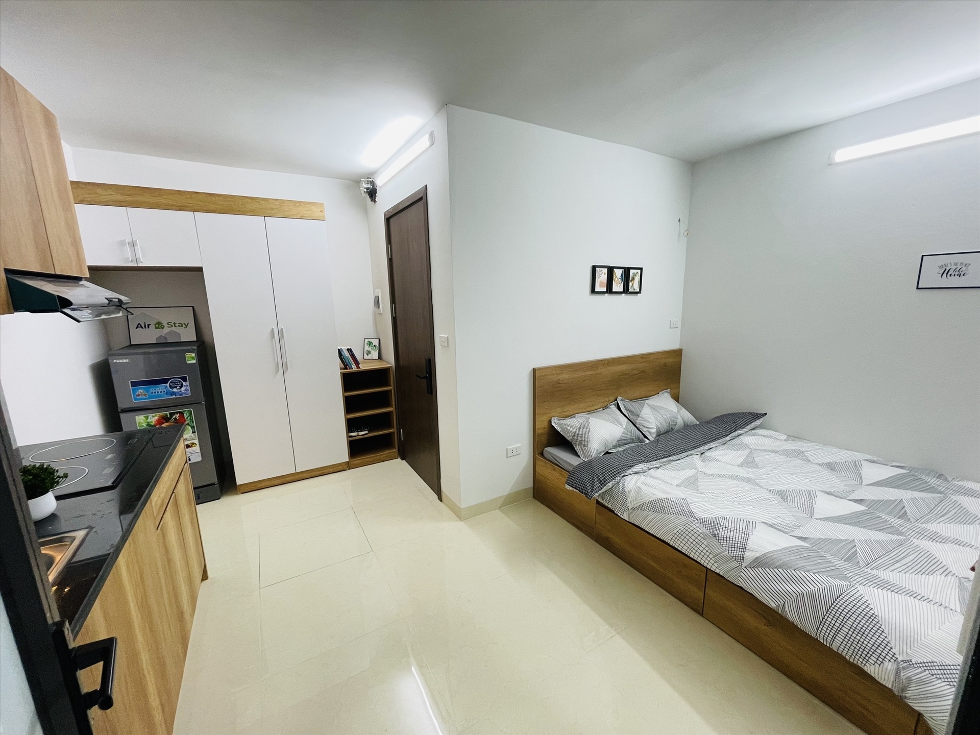 Phòng trọ Studio 25m2 tại Airstay Kim Giang - Hoàng Mai - Phòng ngủ