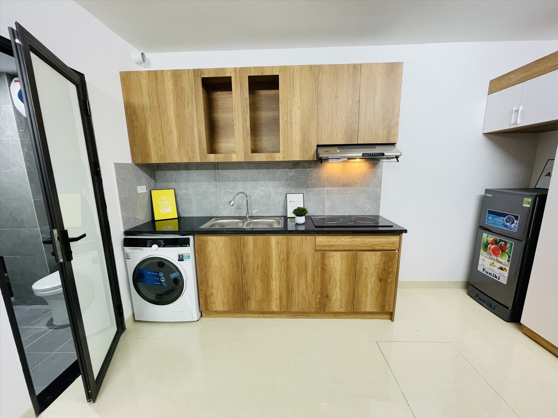Phòng trọ Studio 25m2 tại Airstay Kim Giang - Hoàng Mai - Phòng bếp