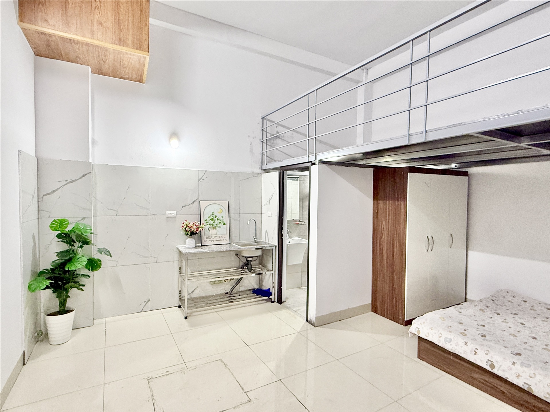Phòng trọ Studio 27m2 tại Time House 5 Trần Cung - Bắc Từ Liêm - Phòng bếp