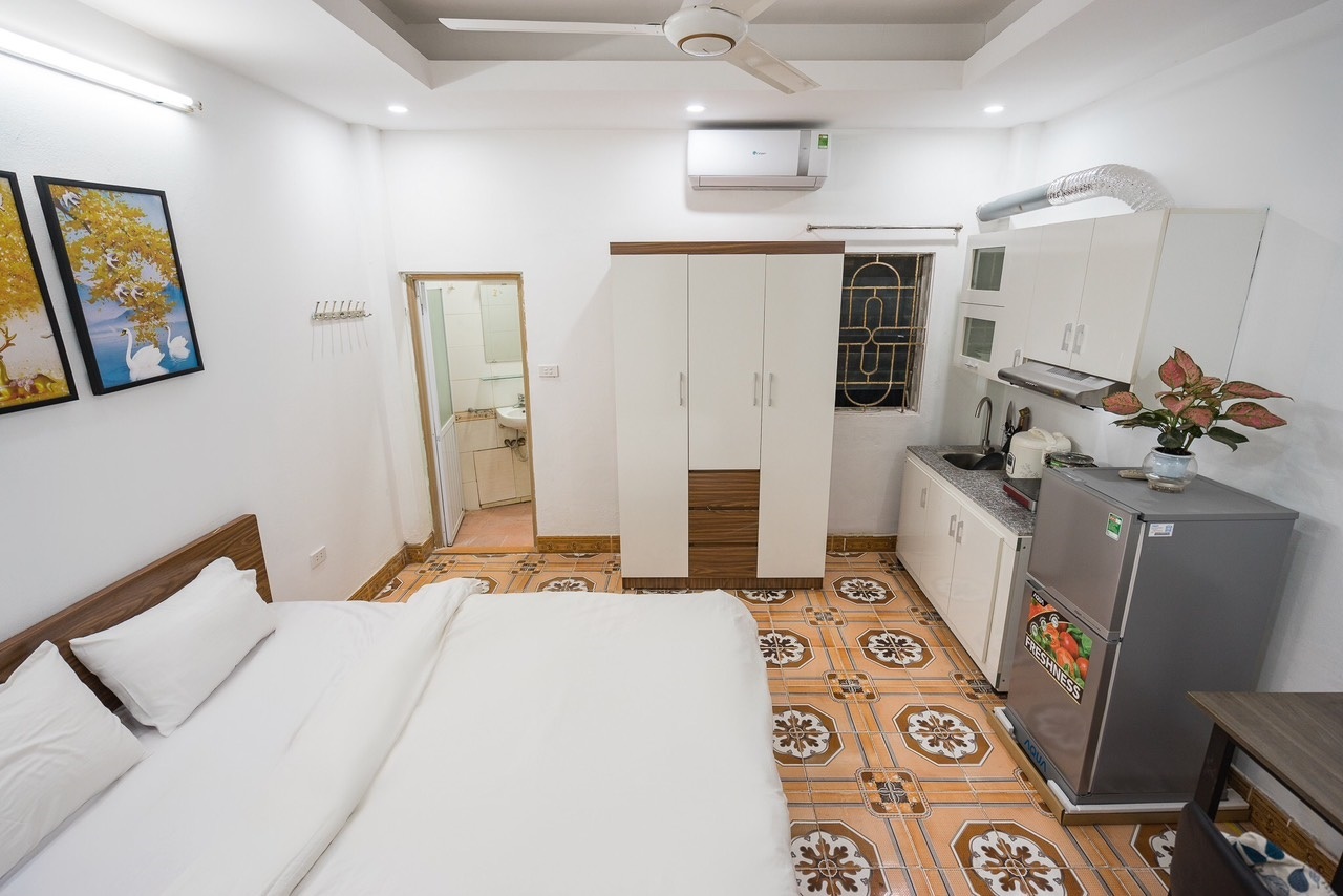 Phòng trọ Studio 25m2 tại Sunny Apartment Trần Duy Hưng - Cầu Giấy - Phòng ngủ