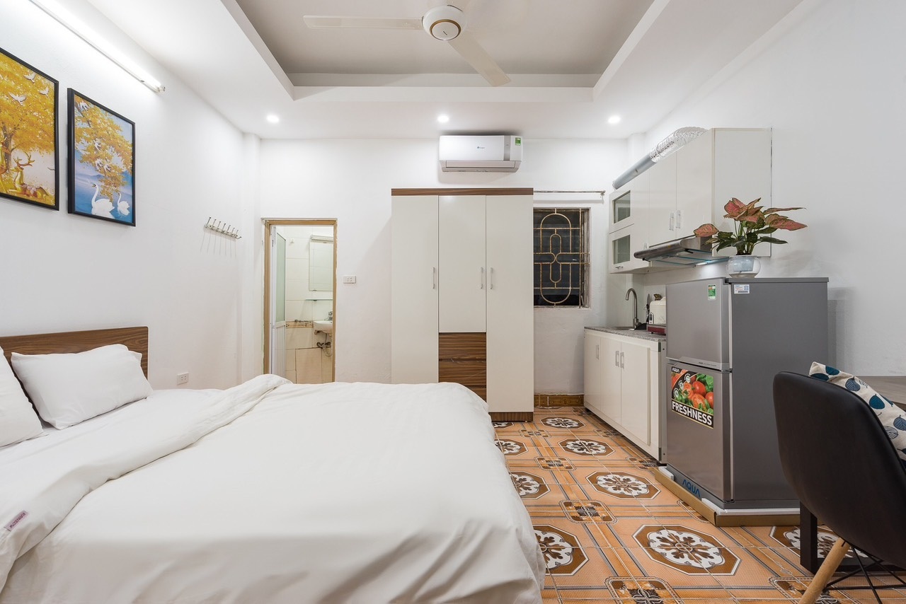 Phòng trọ Studio 25m2 tại Sunny Apartment Trần Duy Hưng - Cầu Giấy - Phòng ngủ